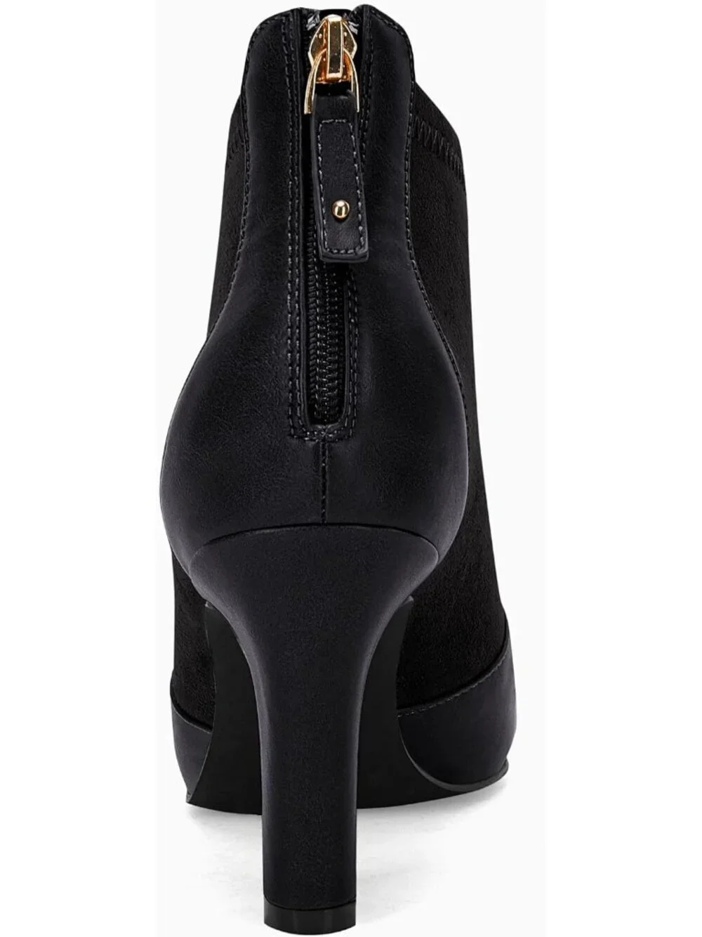 Women's Black Pointed Toe Stiletto Heel Splicing Back Zipper Ankle Boots